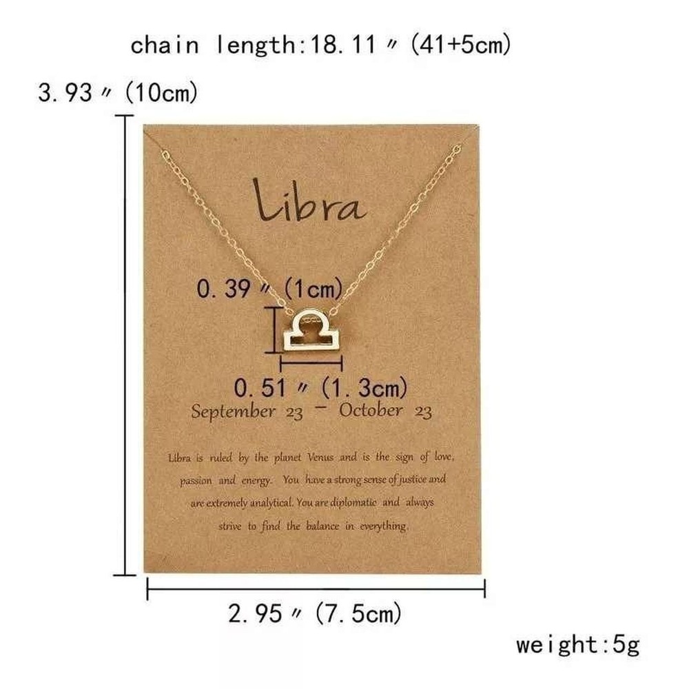 Unbranded Women's OS Necklace Libra Zodiac Sign Gold‎ Tone Astrology Pendant